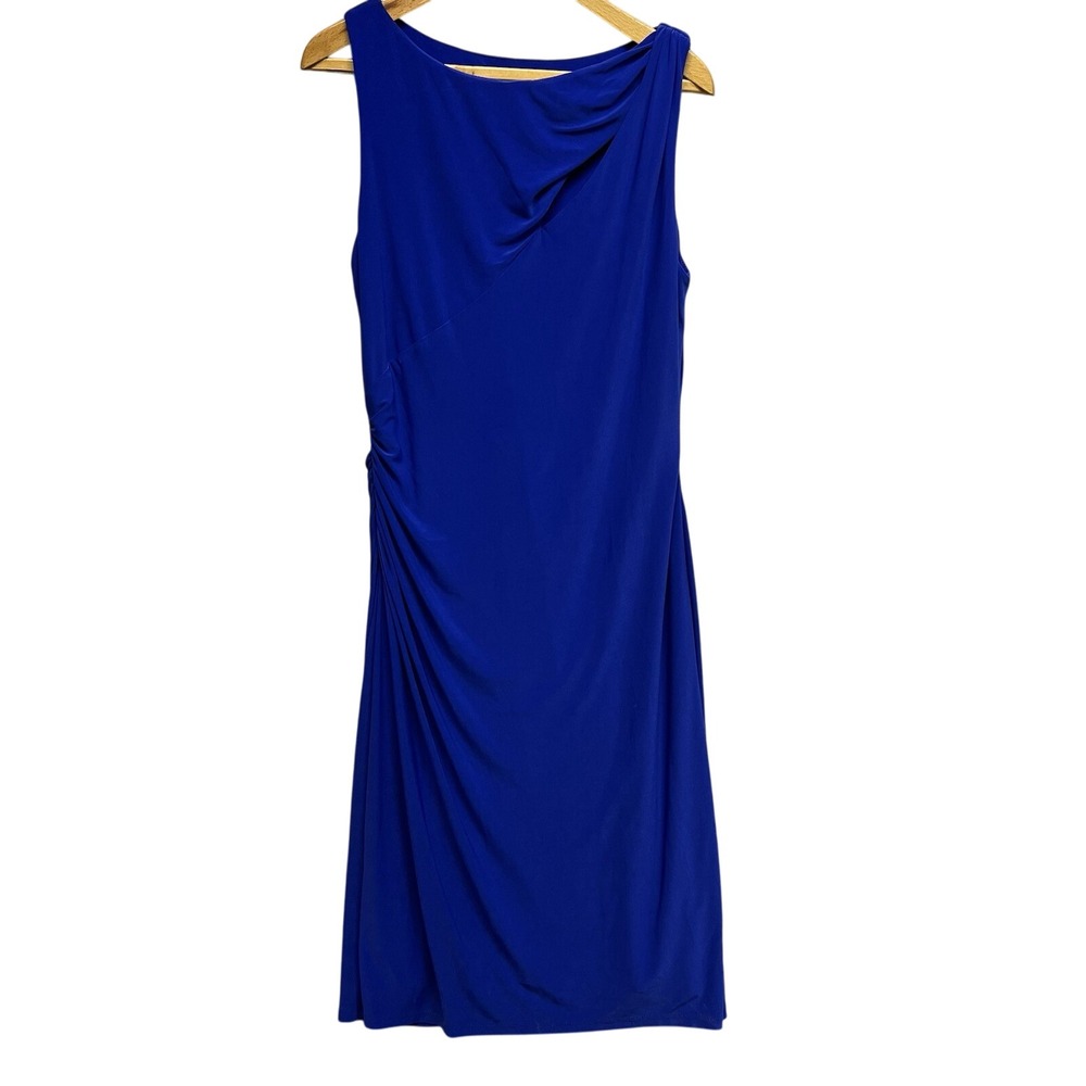 Lauren Ralph Lauren Dress Pleated Cinched Size 12 Dress Business Shoulder Cutout